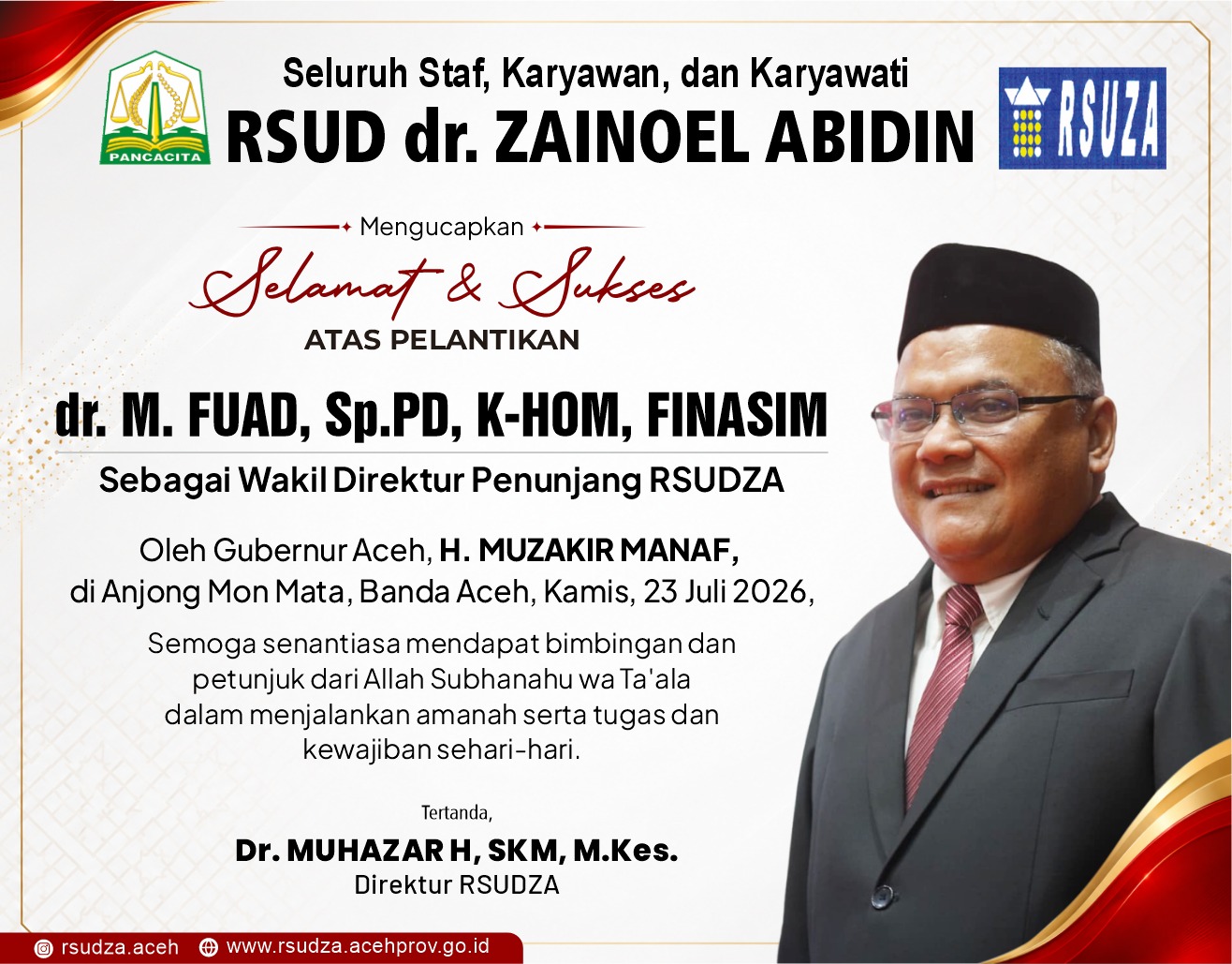 dr. M. Fuad Resmi Dilantik sebagai Wakil Direktur Penunjang RSUDZA