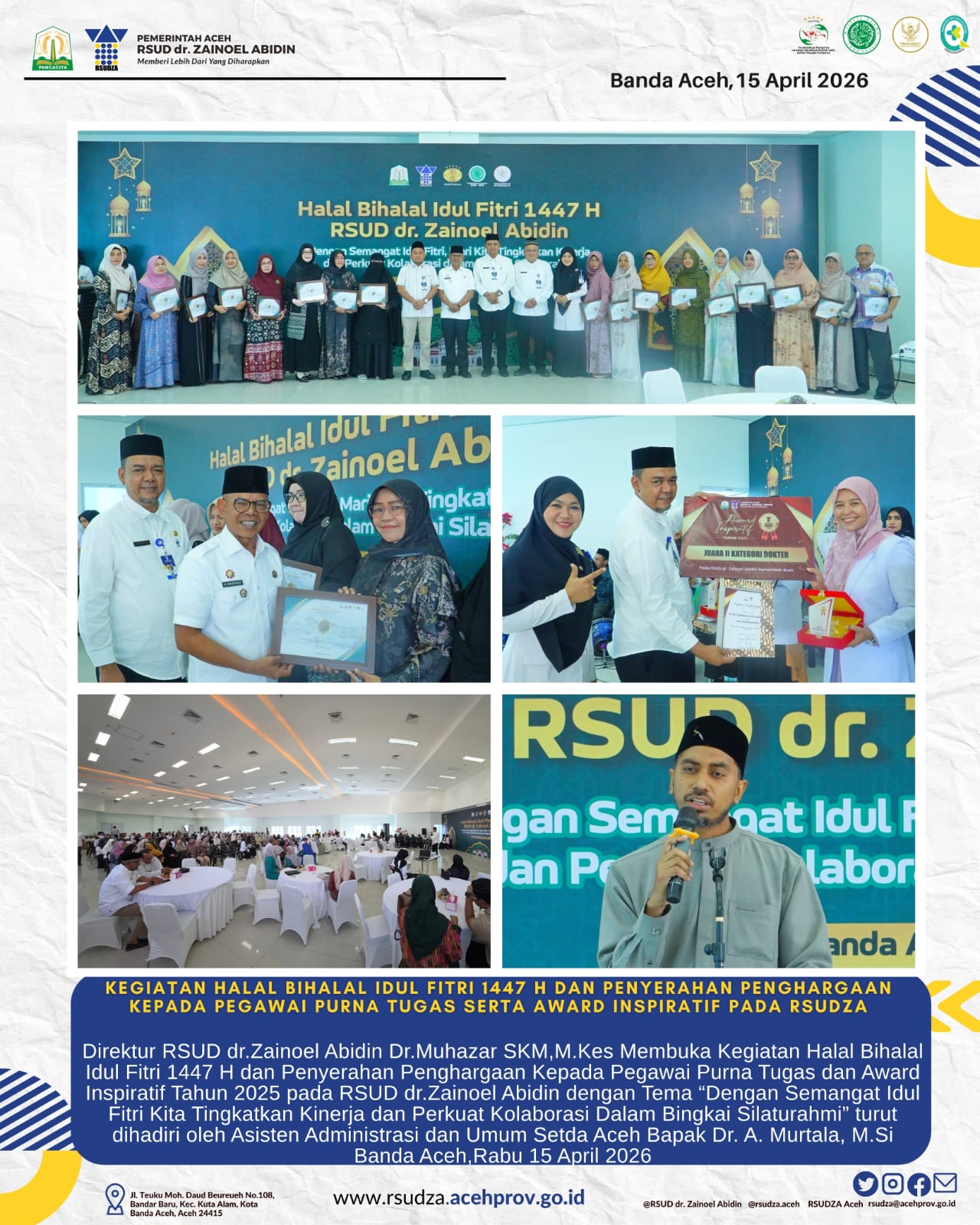 Hangatnya Silaturahmi dan Apresiasi: RSUDZA Gelar Penganugerahan Pegawai Inspiratif 2025 dalam Bingkai Halalbihalal 1447 H